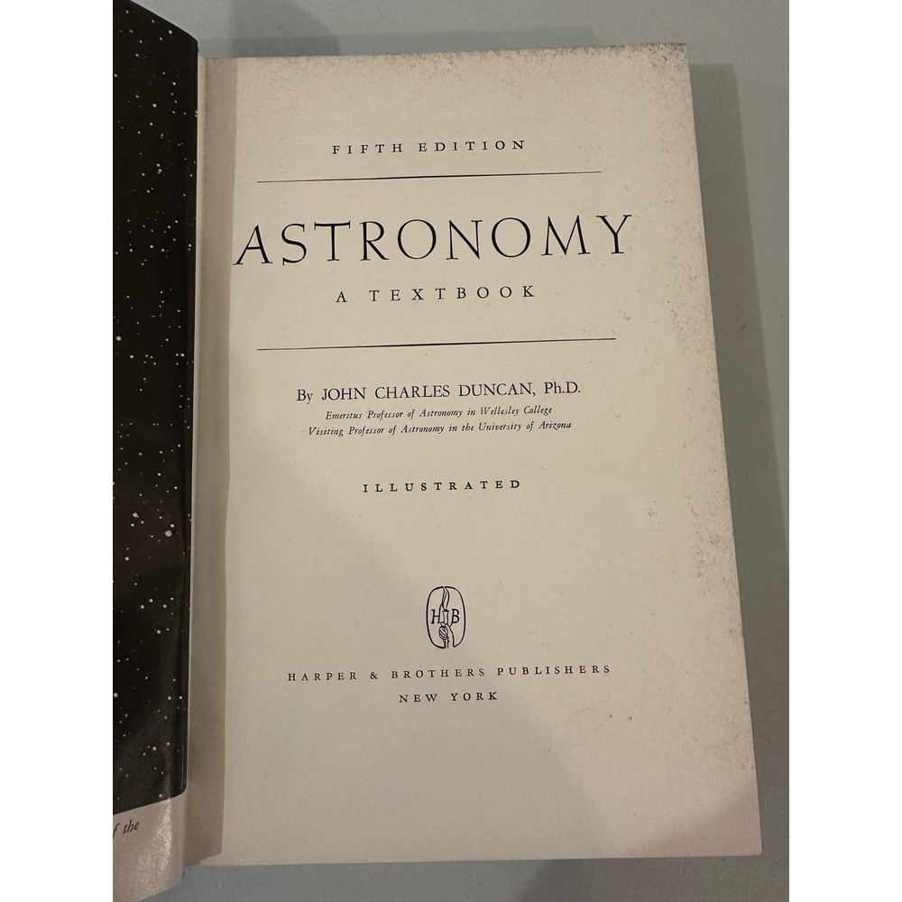 Vintage Astronomy A Textbook John Charles Duncan 5th Ed 1946 Harper & Brothers